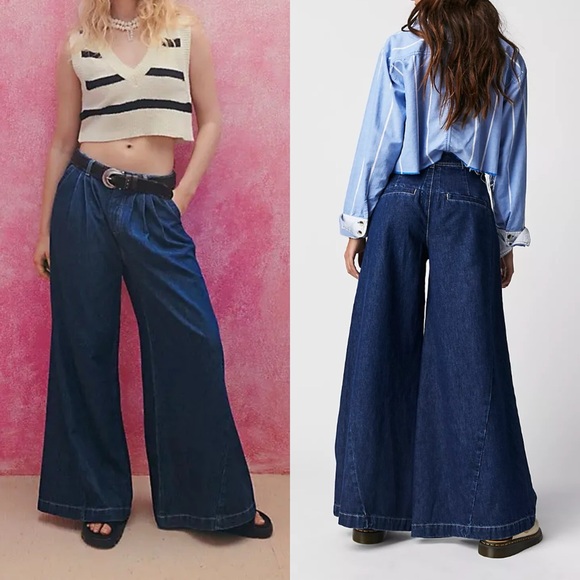 Free People Denim - Free People Equinox Ultra Wide Leg Trouser Denim Jeans